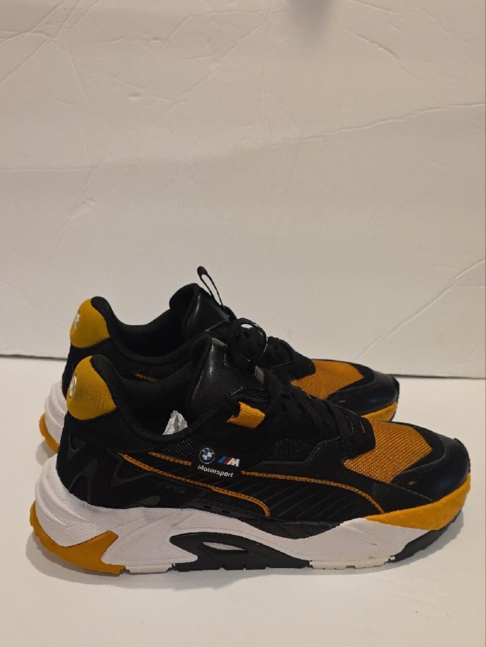 Rare Men's Black & Gold Yellow Racing-Inspired Sneakers BMW RS M SERIES Size 10 - Picture 5 of 16